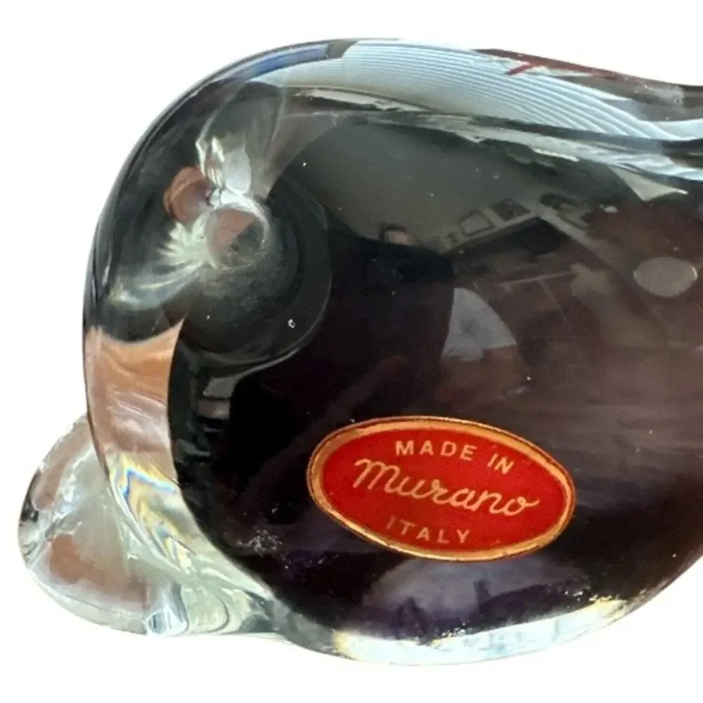 Murano Sommerso Dark Blue Hand Blown Whale Figurine